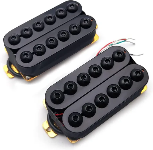 Miniatura 6 de SAPHUE Pastillas de guitarra eléctrica ajustables de bobina doble de metal Humbucker Punk para cuello/puente (Negro)