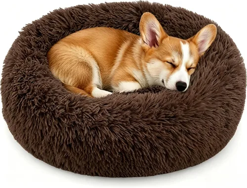 Miniatura 10 de Calming Donut Dog and Cat Bed for Indoor Cats, Anti-Anxiety Round Fluffy Soft Washable Small Pet Bed for Puppy and Kitten, Warming Comfortable
