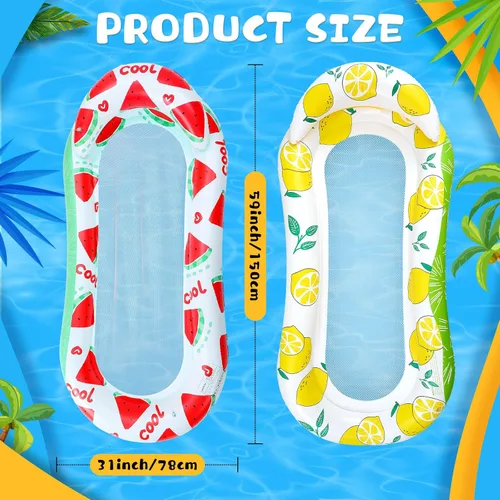 Miniatura 3 de 2 balsas inflables para piscina con reposacabezas de 59 x 31 pulgadas, flotadores de bronceado solar para adultos, hamaca de agua fría, silla