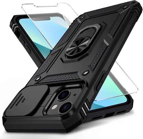 Miniatura 8 de Funda para iPhone 13 Mini con cubierta para lente de cámara, protector de pantalla HD, protección contra caídas de grado militar de 10 pies, soporte