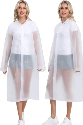 Miniatura 78 de 2 abrigos de lluvia de Borogo para adultos, chaquetas de lluvia reutilizables para hombres y mujeres