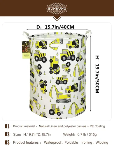 Miniatura 2 de Cesta de Ropa Sucia, Cesta de Almacenamiento Grande de Tela de Lona Ligera Organizador de Juguetes Ropa Sucia Plegable Impermeable para Dormitorios