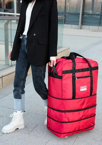Miniatura 6 de Radefasun Bolsa de viaje expandible de Oxford con ruedas, impermeable, ligera, plegable, para viajar, Rojo