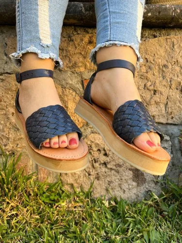 Miniatura 8 de Mexico en la Piel Sandalias Huarache de plataforma de cuero hechas a mano para mujer