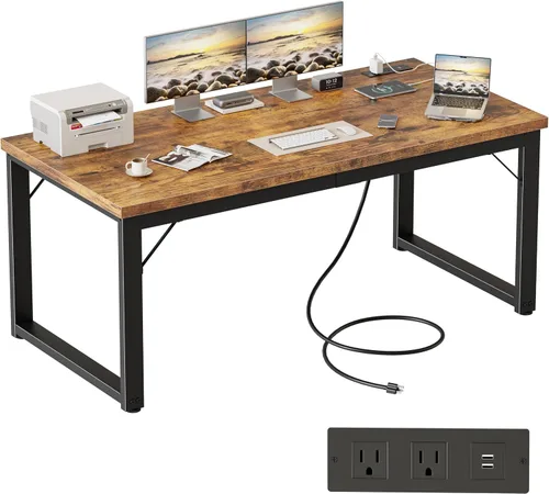 Miniatura 19 de Mericonia Escritorio para computadora de 40 pulgadas, escritorio ejecutivo moderno y grueso, mesa de escritura simple resistente para el hogar, roble