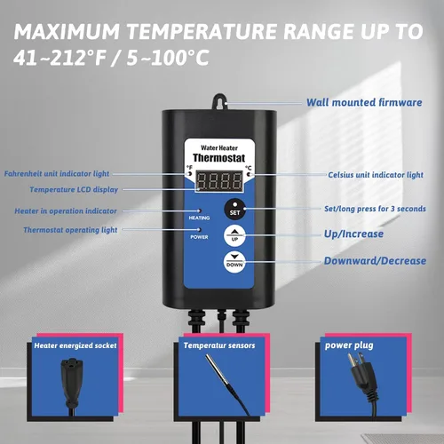 Miniatura 3 de Calentador de agua de inmersión de 3000 W, 240 V, bañera de hidromasaje y piscina inflable, calentador de agua sumergible eléctrico portátil