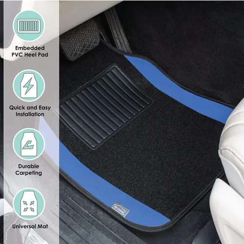 Miniatura 6 de FH Group Alfombrillas Automotrices para Piso – Ajuste Universal Alfombrillas Premium de Alfombra para Automóvil con Almohadilla para Talón del Azul