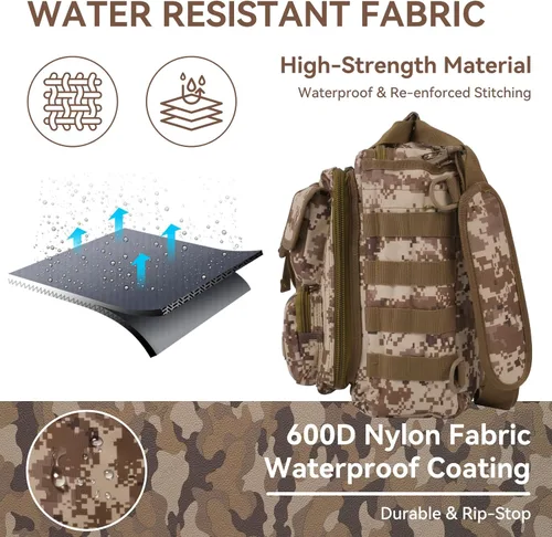 Miniatura 7 de Maletín táctico para hombre, bolsa de mensajero militar de lona de nailon de 18.5 pulgadas, bolsa de mensajero multifuncional grande Molle, bolsa