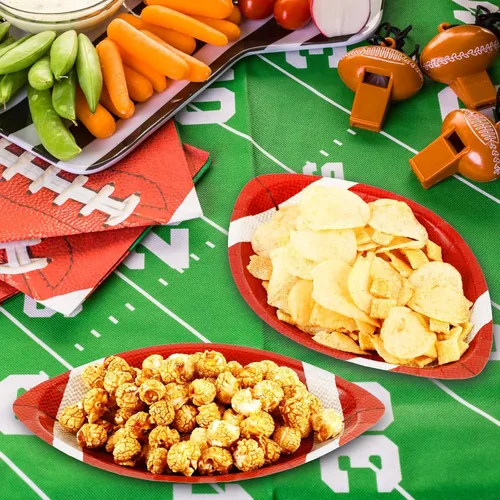 Miniatura 6 de Zubebe 200 platos de fútbol para fiestas, platos de papel desechables en forma de fútbol, bandejas para servir vajilla, para eventos deportivos