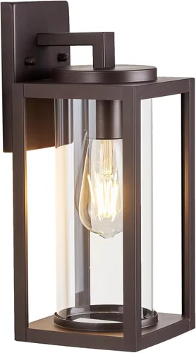 Miniatura 14 de MICSIU - Lámpara de pared para exterior, impermeable, con cristal transparente para porche, patio, patio trasero, texturizado, color negro