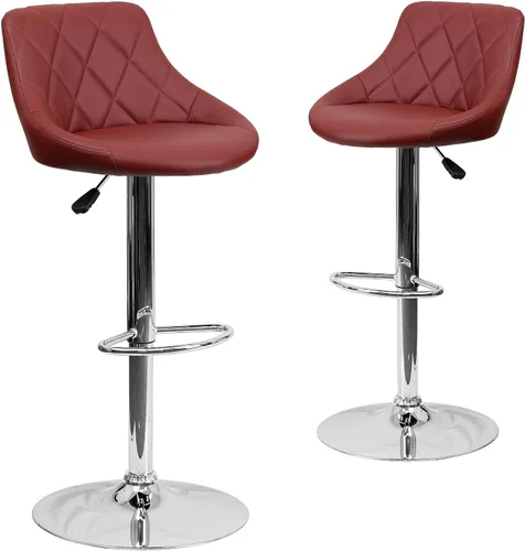 Miniatura 11 de Flash Furniture CH-82028A-BK-GG asiento de vinilo negro de diseño contemporáneo, banqueta alta ajustable con base cromada, Vinilo, Negro