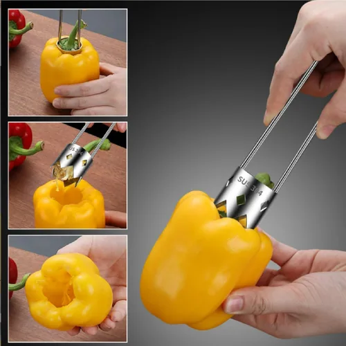 Miniatura 4 de Herramienta eliminadora de semillas de pimiento rojo, herramienta de descorazonador de semillas de acero inoxidable multifuncional mejorada 2026 1pcs