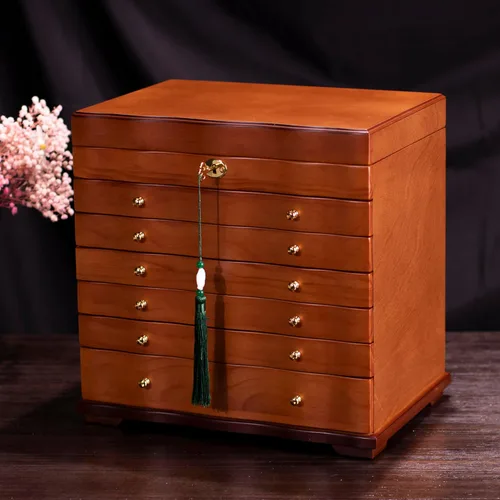 Miniatura 14 de Joyeros de madera pintados a mano para mujeres, caja grande de joyas y organizadores para colgar collares, organizador de joyas, caja