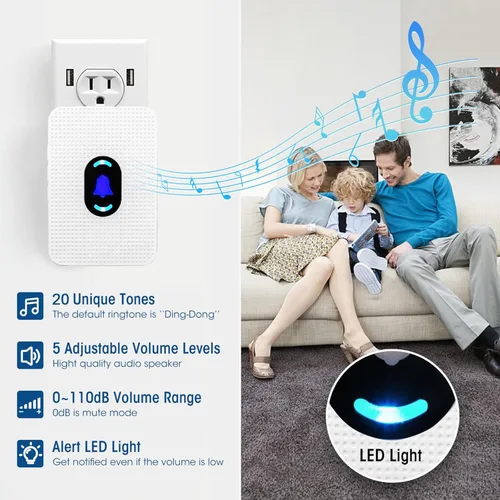 Miniatura 7 de Daytech Botón de llamada del localizador del cuidador para ancianos en el hogar Sistema de alerta de enfermera para pacientes mayores 2 receptor 3