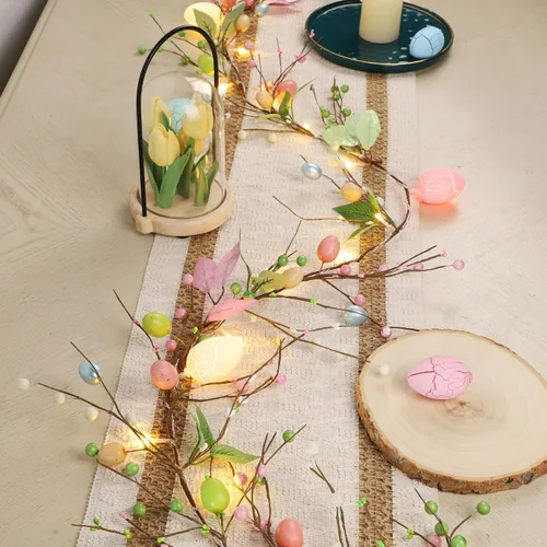 Miniatura 3 de ATDAWN Guirnalda de Navidad de huevo de Pascua de 6 pies, guirnalda de Navidad a pilas con luces, guirnalda de huevos de Navidad para Pascua