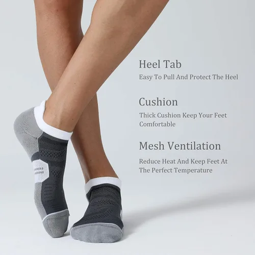Miniatura 5 de CelerSport - Calcetines para correr, deportivas, para hombre y mujer, 6 unidades, con cojín, corte bajo, con pestaña.
