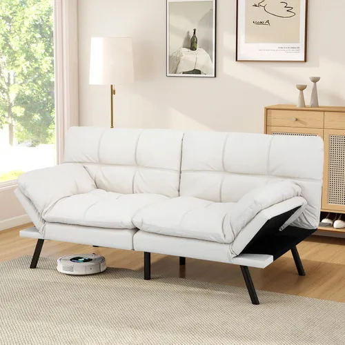 Miniatura 12 de Opoiar Sofá cama plegable de espuma viscoelástica convertible con reposabrazos y respaldos ajustables para espacios pequeños, oficina, estudio