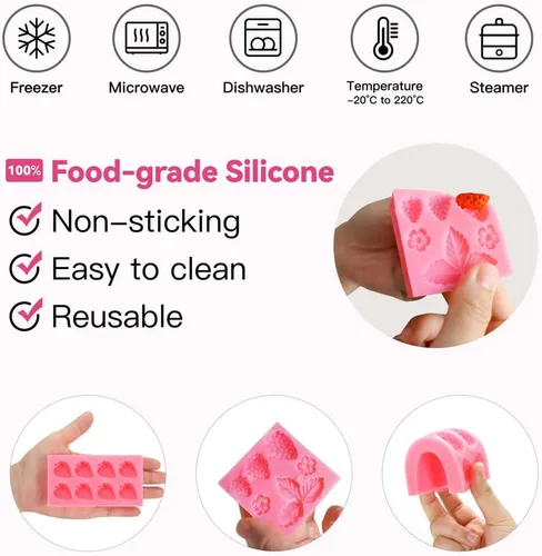 Miniatura 3 de Molde de fresa 3D para hornear DIY de silicona para fondant de frutas, molde de chocolate para cupcakes, tartas, decoración de pastel de gelatina