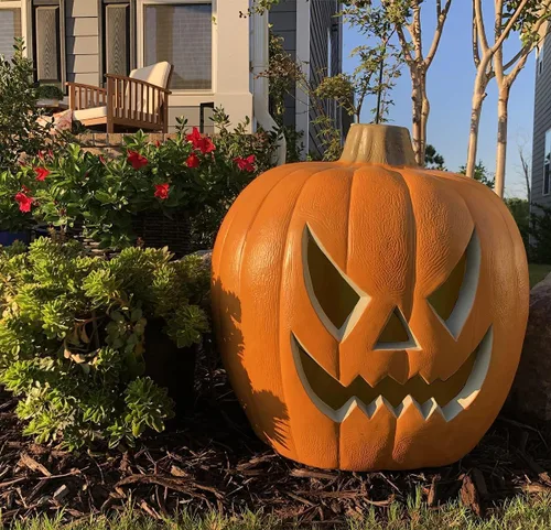 Miniatura 9 de Farol de Halloween, calabaza iluminada con foco LED que funciona con pilas, decoración de calabaza para interiores y exteriores, 20 pulgadas