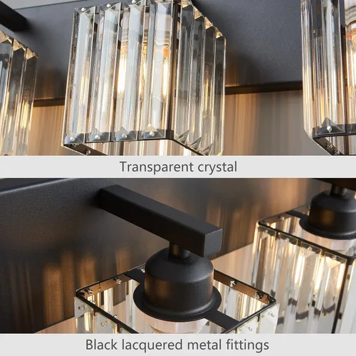 Miniatura 6 de Moderna lámpara de tocador/pared de baño de cristal negro - 5 luces Negro recto.