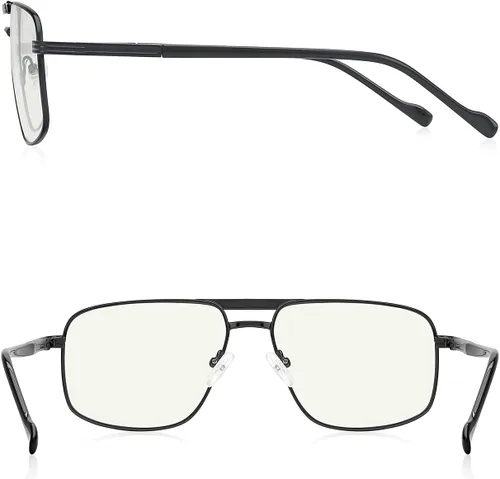 Miniatura 3 de Gafas de lectura para hombre, cuadrado, doble puente, bloqueo de luz azul, para lectura de computadora