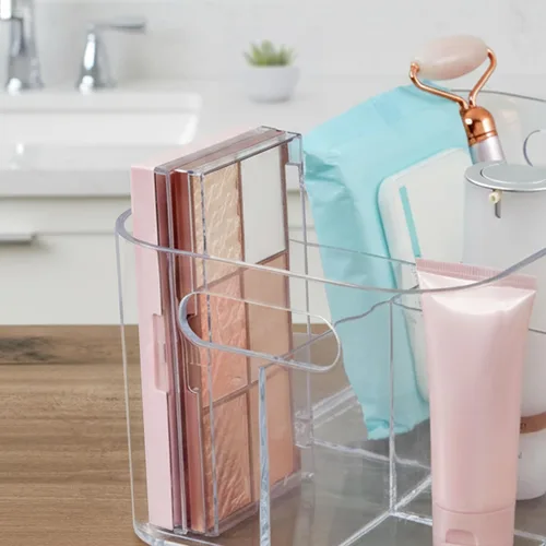 Miniatura 7 de STORi Bliss Organizador de Almacenamiento de Cosméticos de Plástico de 5 Compartimentos Transparente Contenedor de Maquillaje Rectangular