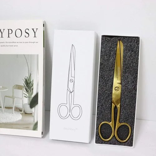 Miniatura 7 de MultiBey Tijeras profesionales doradas de 7 pulgadas, tijeras de tela resistente de acero inoxidable con caja de regalo para oficina, costura y artes