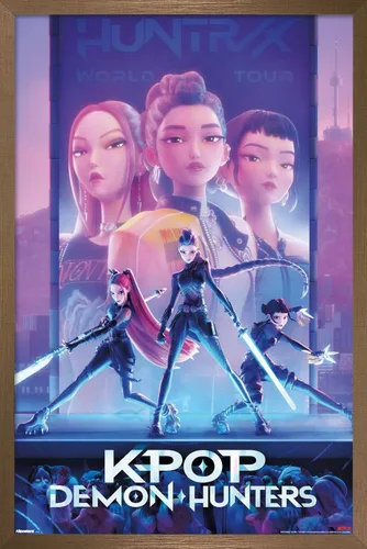 Miniatura 16 de Netflix KPop Demon Hunters (2025) - Póster de pared de una hoja, 22.4 pulgadas de largo x 14.7 pulgadas de ancho, versión enmarcada de madera