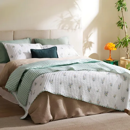 Miniatura 7 de Bedsure - Colcha floral tamaño Queen, ropa de cama reversible con estampado botánico de flores primaverales, colcha ligera, colcha de microfibra 02