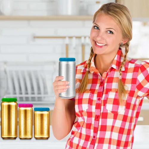 Miniatura 5 de Tapas de silicona para latas de soda, paquete de 6 fundas de silicona reutilizables, tapón o protector para refrescos, cerveza, bebidas, jugo