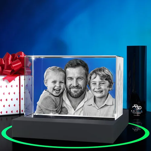 ArtPix - Foto 3D de cristal de alta calidad, regalos para papá, mujeres, esposa, ella, abuelo, gran regalo personalizado con tu propia foto, grabado