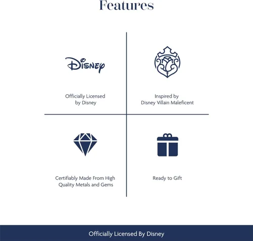 Miniatura 4 de Jewelili Encantado Disney Fine Jewelry - Colgante de plata de ley sobre plata de ley con diamante de 14 quilates y ónix maléfica, Metal, diamante