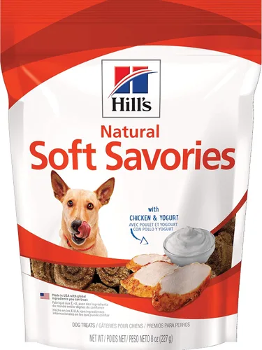 Hill's Salados suaves naturales, para todas las etapas de la vida, gran sabor, golosinas para perros, pollo y yogur, bolsa de 8 onzas