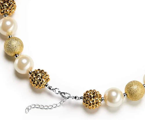 Miniatura 8 de vcmart Juego de collar y pulsera de cuentas de chicle grueso dorado para niñas como regalo, Plástico