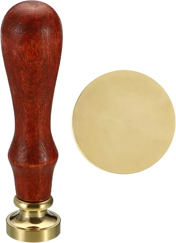 PATIKIL Sello redondo de cera en blanco de 0.787 in, cabeza de latón extraíble sin tallar mango de madera retro para invitación de sobre, embalaje