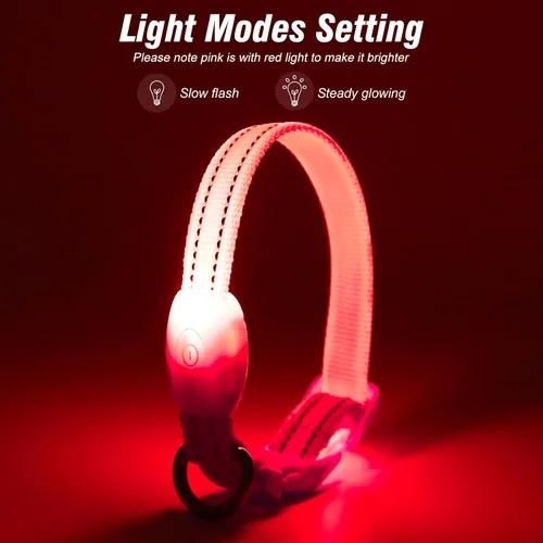 Miniatura 2 de Collares de perro con luz Visinite para perros pequeños, collar de perro LED recargable, collar de perro iluminado totalmente ajustable, collares