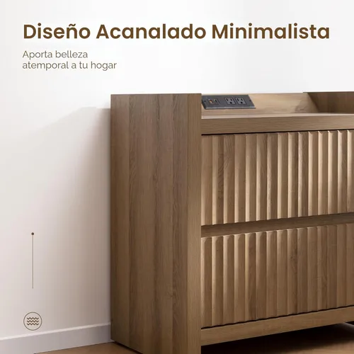 Miniatura 6 de SICOTAS Juego de 2 mesitas de noche flúidas con estación de carga, moderna mesita de noche de 2 cajones, mesa auxiliar de noche de 25 pulgadas