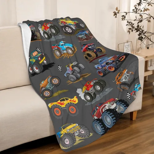 Miniatura 13 de Manta de bebé con texto en inglés «Just A Boy Who Loves Trucks» para niños y niñas, manta súper suave para envolver al recién nacido, acogedora
