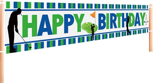 Cartel grande de golf de feliz cumpleaños, suministros y decoraciones para fiestas temáticas para hombres, niños, adultos, niños, decoración de