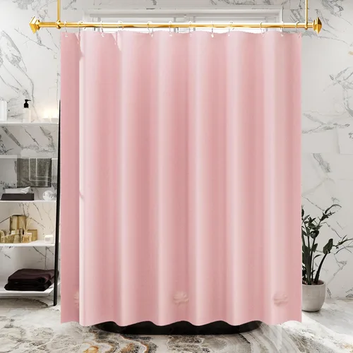 Miniatura 8 de AmazerBath - Cortina de plástico prémium de acetato de vinilo polietileno (PEVA) color rosa claro para ducha, 72 x 72 pulg, 8G, de alta resistencia