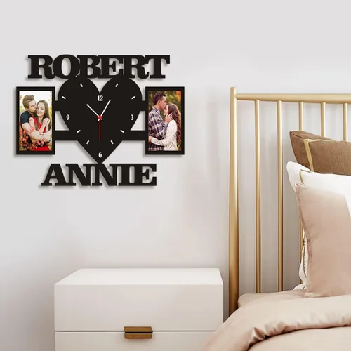 Miniatura 7 de Marco de fotos para parejas, reloj de pared personalizado con nombre de foto, sala de estar, dormitorio, collage para colgar en la pared, foto