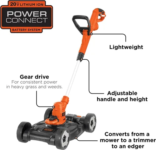 Miniatura 11 de BLACK+DECKER 3 en 1 Podadora de hierba/de esquina y cortacésped, 6,5 A, 12 pulgadas (MTE912)