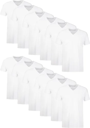Hanes Paquete de camiseta interior para hombre, camiseta de algodón con cuello en V, camisetas que absorben la humedad para hombres, paquete de 12