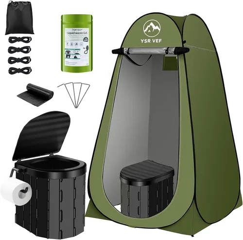 Miniatura 10 de Portable Toilet Kit, Camping Toilet with Pop-Up Privacy Tent and Poo Gel Toilet Bags, Washable Portable Outdoor Showers Changing Rooms