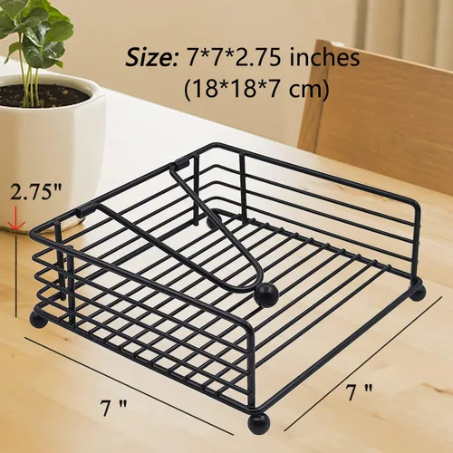 Miniatura 2 de hiwafifi Servilletero para mesa, dispensador de servilletas plano con brazo pesado, soporte cuadrado de papel de cóctel de elegante hierro rústico