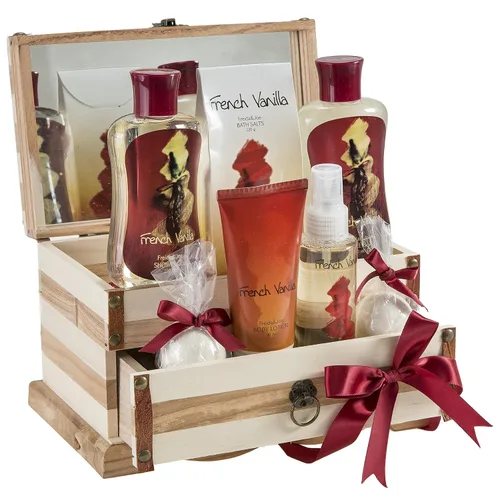 Miniatura 8 de Cesta de regalo de baño y cuerpo para mujeres y hombres, colección de baño y cuerpo de vainilla francesa, incluye gel de ducha, baño de burbujas