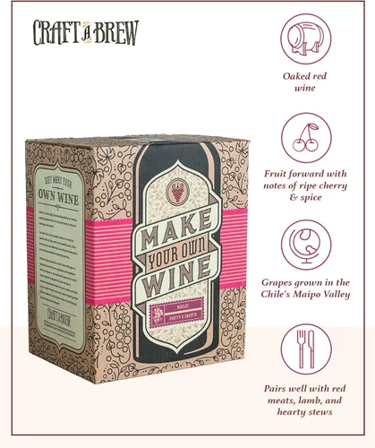 Miniatura 4 de Craft a Brew Kit para hacer Merlot para el hogar - Fácil para principiantes con ingredientes y suministros - Lo último en elaboración de vinos