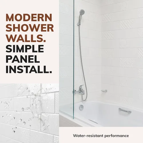 Miniatura 7 de From Plain To Beautiful In Hours Versa Tile - Paneles de pared para bañera y ducha Surround - Blanco brillante Blanco satinado