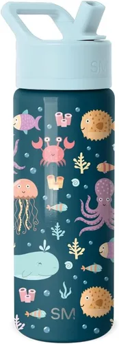 Miniatura 54 de Simple Modern Botella de agua para niños con tapa con pajilla, vaso aislado de acero inoxidable de 14 onzas para niños y a prueba de derrames