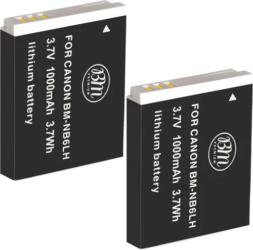 BM Premium Paquete de 2 baterías NB-6L, NB-6LH para Canon PowerShot S120, SX170 IS, SX260, SX280, SX500 IS, SX510, SX520, SX530, SX540, SX600,